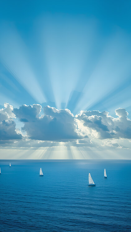 Sailboats on the open sea
